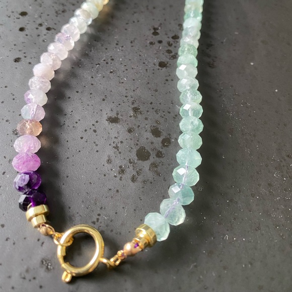 Faceted Rainbow Fluorite Necklace - Picture 8 of 11